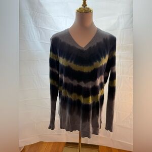 Peace of Cloth V-Neck Sweater in Blue and Green Large